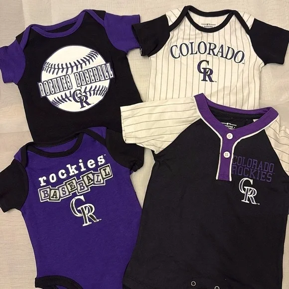 NEW [MLB] Colorado Rockies Growth Stage Onesie Lot of 4, Baby 0/3 & 3/6 Months - Picture 2 of 7